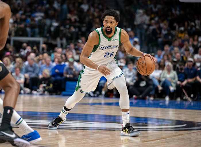 Dallas Mavericks forward Spencer Dinwiddie wears the K8iro sneakers.